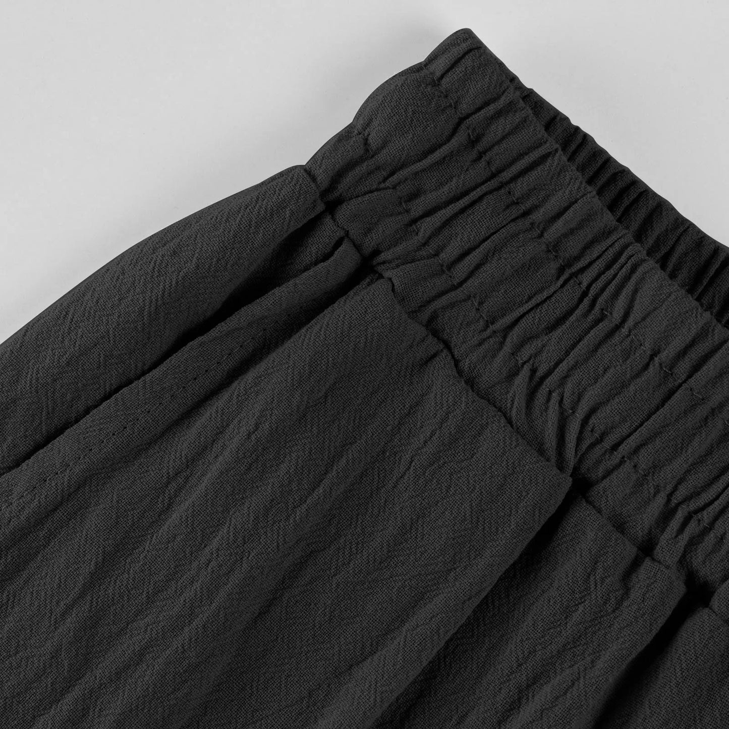 Womens Summer Elastic Waist Pocket Pocket Solid Color Cotton Linen Wide Leg Pants Loose Pants Pants for Women Women’s Pants
