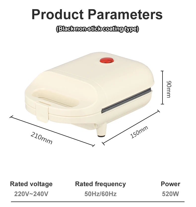 Multifunction Sandwich Light Food Maker Double-sided Heating Bread Toaster Breakfast Baking Machine Ceramic Coating Grilling Pan