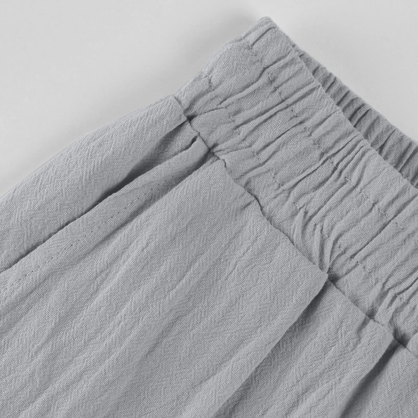 Womens Summer Elastic Waist Pocket Pocket Solid Color Cotton Linen Wide Leg Pants Loose Pants Pants for Women Women’s Pants