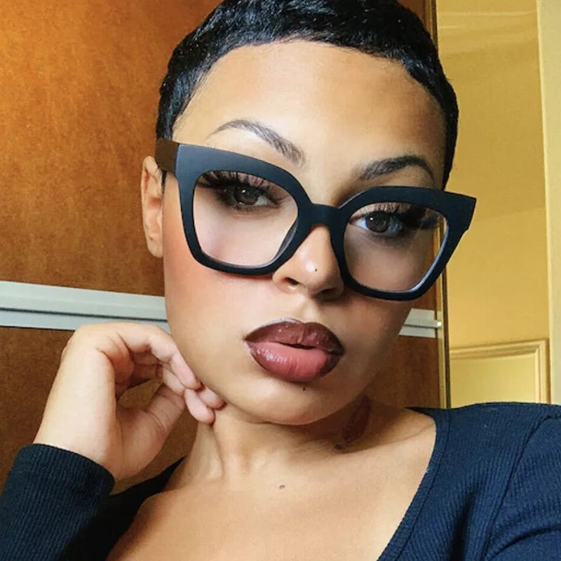 Sexy Square Brown Glasses Frame Women Transparent Anti Blue Light Blocking Female Eyeglasses Fashion Cateye Optical Eyewear