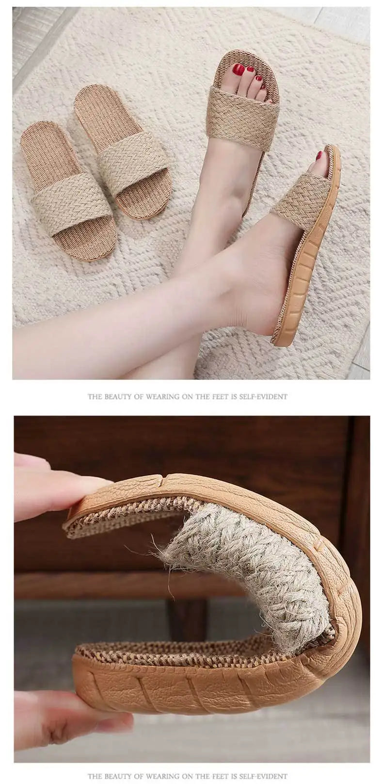 Summer Linen Slippers Woven Home Indoor Couple Sandals Breathable Non Slip Sweat Absorbing Wooden Floor Cotton Linen