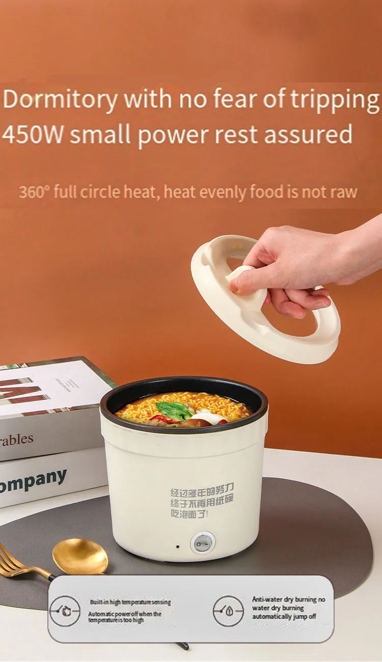 Multi-functional household electric steamer frying pan heater, suitable for students who cook porridge with rice in dormitory
