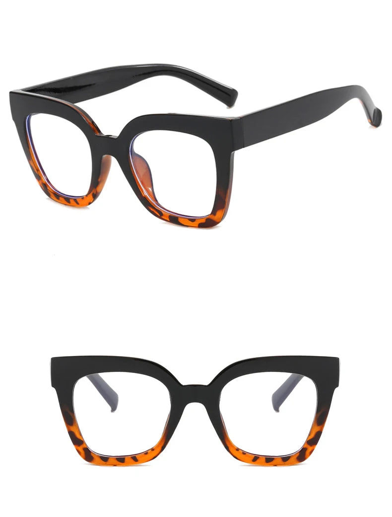 Sexy Square Brown Glasses Frame Women Transparent Anti Blue Light Blocking Female Eyeglasses Fashion Cateye Optical Eyewear