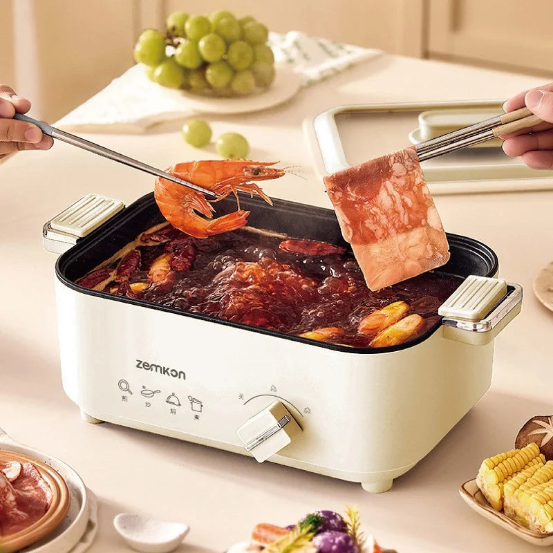 5L Home Electric Hot Pot Large-capacity Non-stick Electric Wok Multi-functional Pot 2 Gear Temperature Adjust Frying Pan 220V
