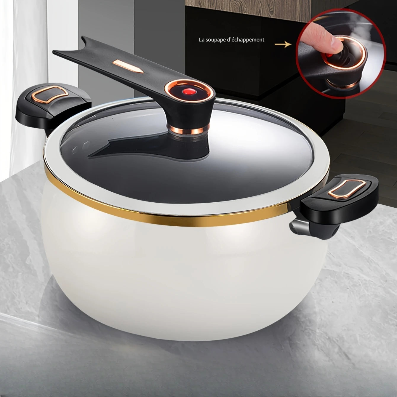 Multifunctional Large Capacity Kitchen Pot 8L Micro Pressure Large Stockpot Quick Cooking Locking Handle Stew Saucepan