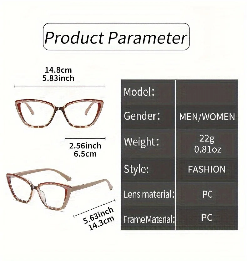 Cat Eye Clear Lens Glasses Retro Color Block Fashion Decorative Glasses Computer Spectacles For Women