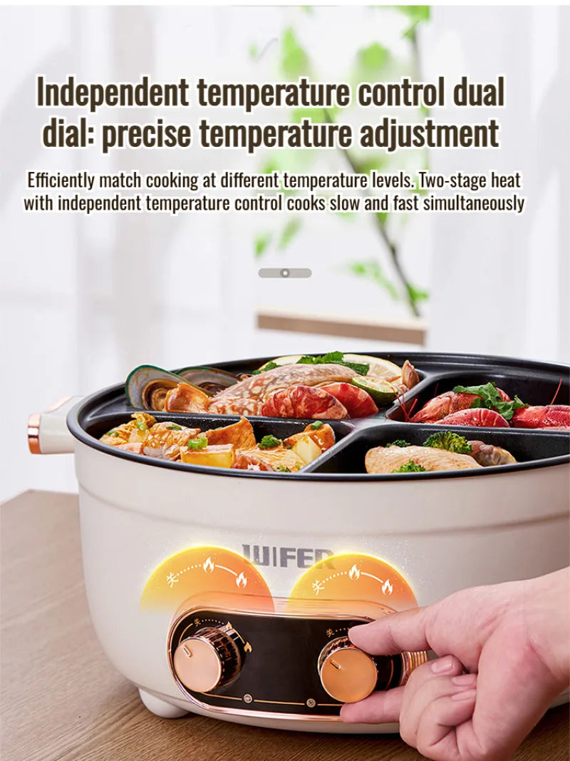 Electric Hot Home electric hot pot with separate controls Four-grid self-heating hot pot Split Mandarin Duck Pot Double-sex hot