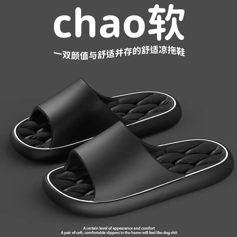 Women's slippers Non-slip leaky bathroom Slippers Casual men's slippers Deodorant beach shoes Soft soled couple flat sandals
