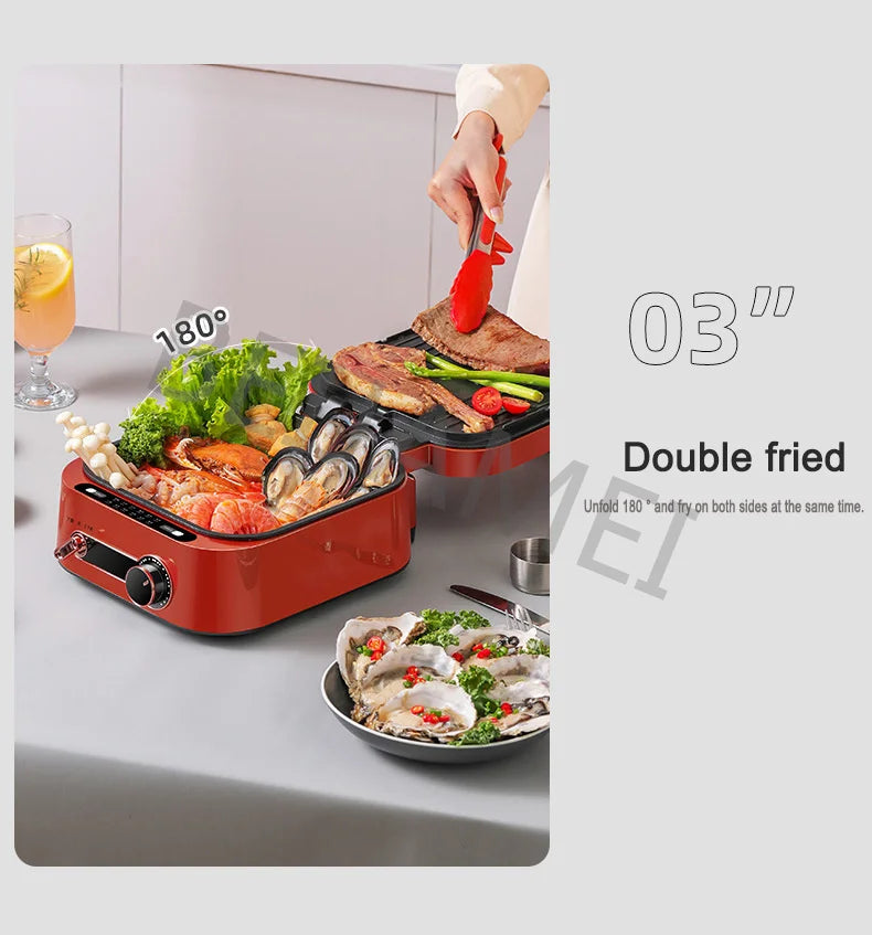 Rice Cooker Smokeless Frying Pan Steak BBQ Multi-Function Electric Cooker Non-Stick Pan 1800W Kitchen Appliances