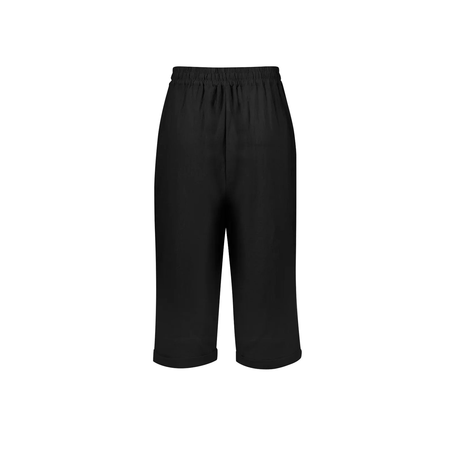 Womens Summer Elastic Waist Pocket Pocket Solid Color Cotton Linen Wide Leg Pants Loose Pants Pants for Women Women’s Pants