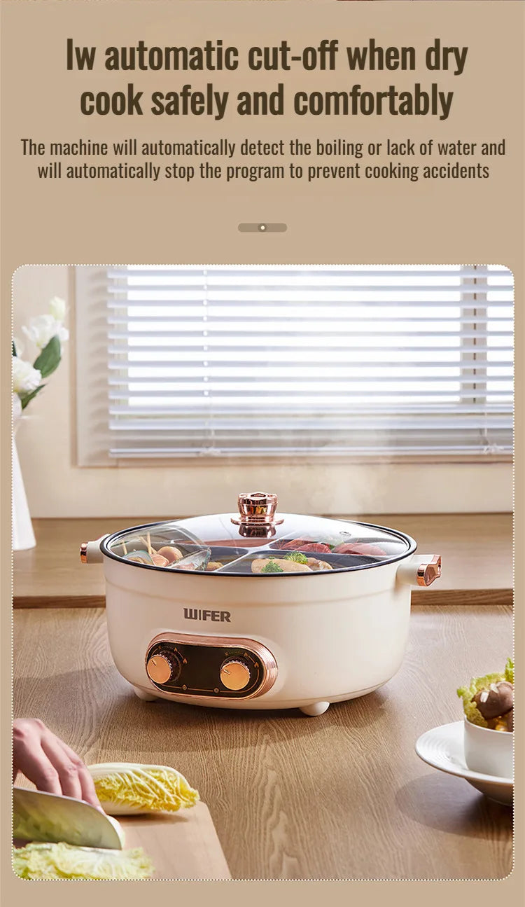 Electric Hot Home electric hot pot with separate controls Four-grid self-heating hot pot Split Mandarin Duck Pot Double-sex hot