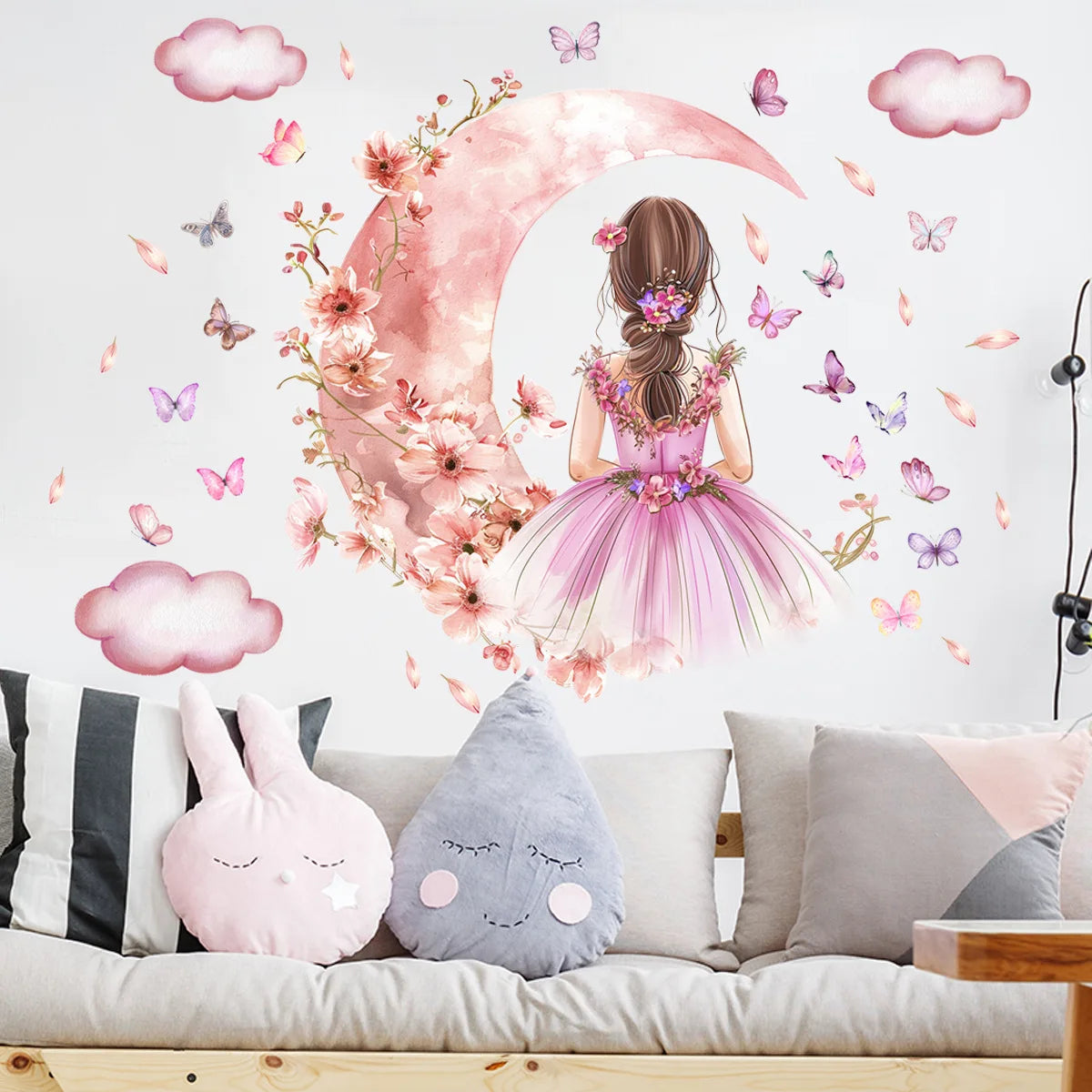 Watercolor Flower Tree Branch Wall Sticker Bedroom Playroom Blossom Bird Forest Wall Decal Living Room Sofa TV Background Decor
