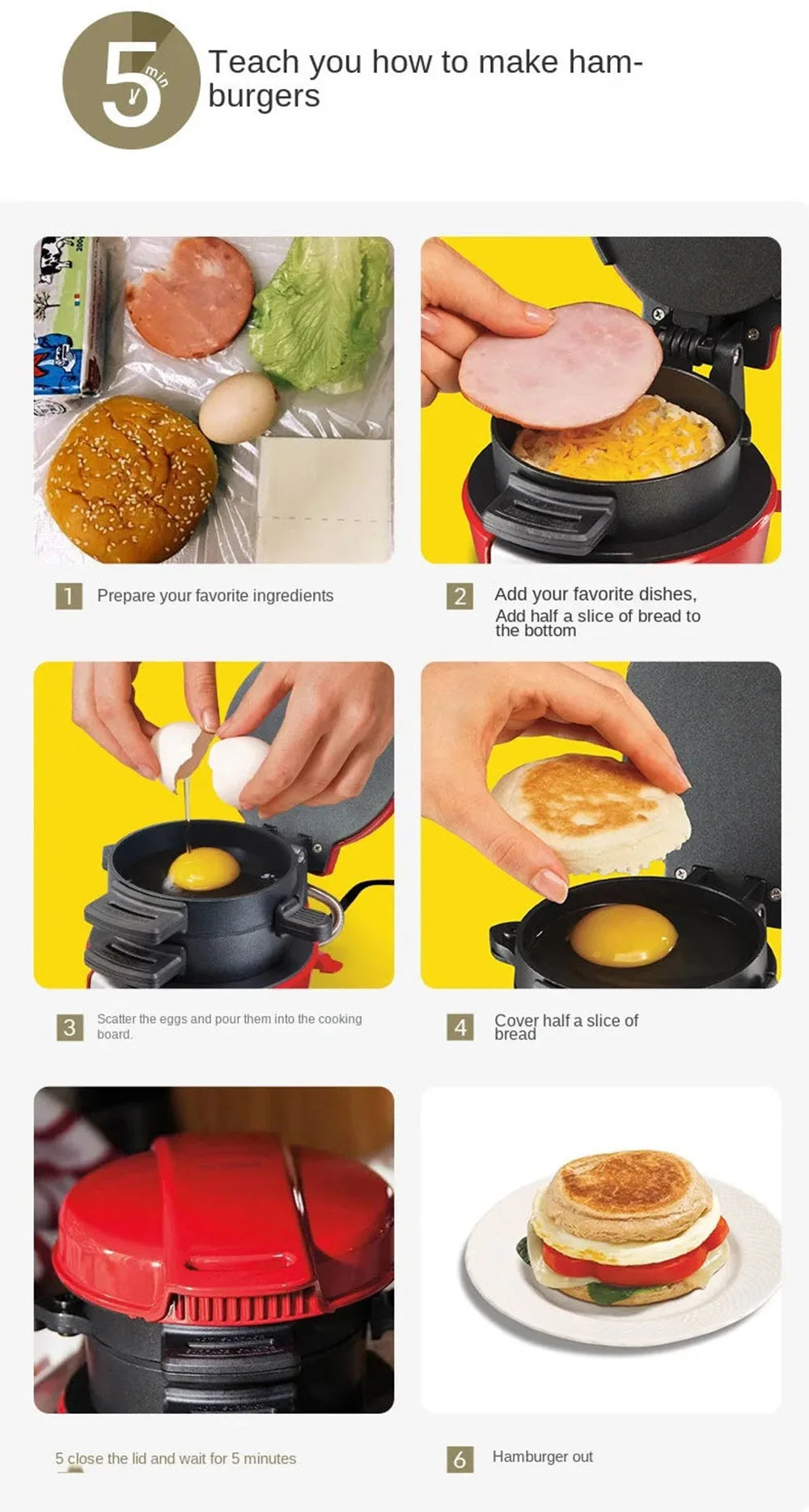 110V 220V Bread Electric Sandwich Maker Machine Toaster Mini Non Stick Burger Grill Baking Pancake Pans for Kitchen Home 빵 토스트기