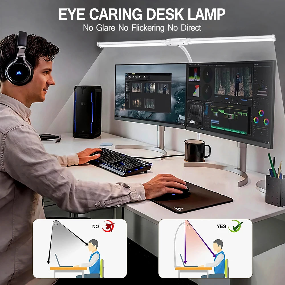 Double headed LED clip type remote control desk lamp reading lamp desktop desk lamp architectural desk lamp with 5 color modes a