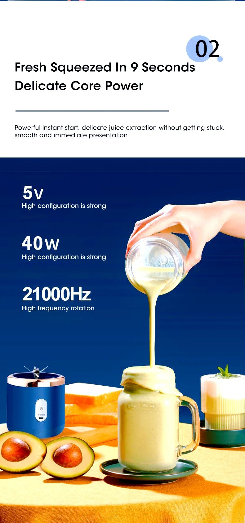 Portable Juicer turns fruits and vegetables into delicious juices A compact juicer designed for easy use and portable travel
