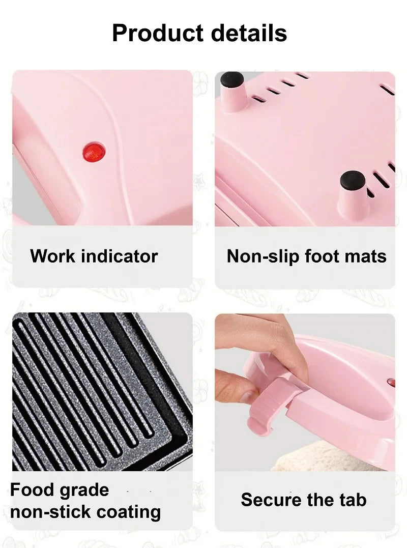 650W Sandwich Maker Home Electric Waffle Maker Panini Bake Maker Fast Breakfast Maker Heating Toaster Kitchen Appliances 220V