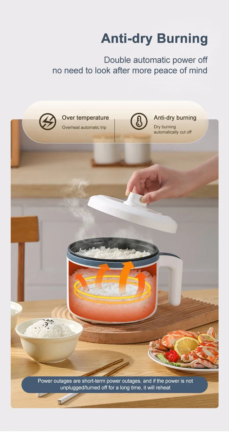 NEW Home Electric Rice Cooker Mini Multi Functional Cooking Pot 1.7L Smart Non Stick Pot 1-3 Person Kitchen Steaming Pot Hot Pot