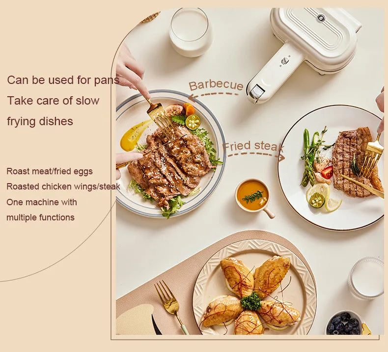 DMWD Double-Sided Press Sandwich Machine Frying Baking Pan Mini Cheese Grill Breakfast Maker Bread Hot Dog Toaster Electric Oven