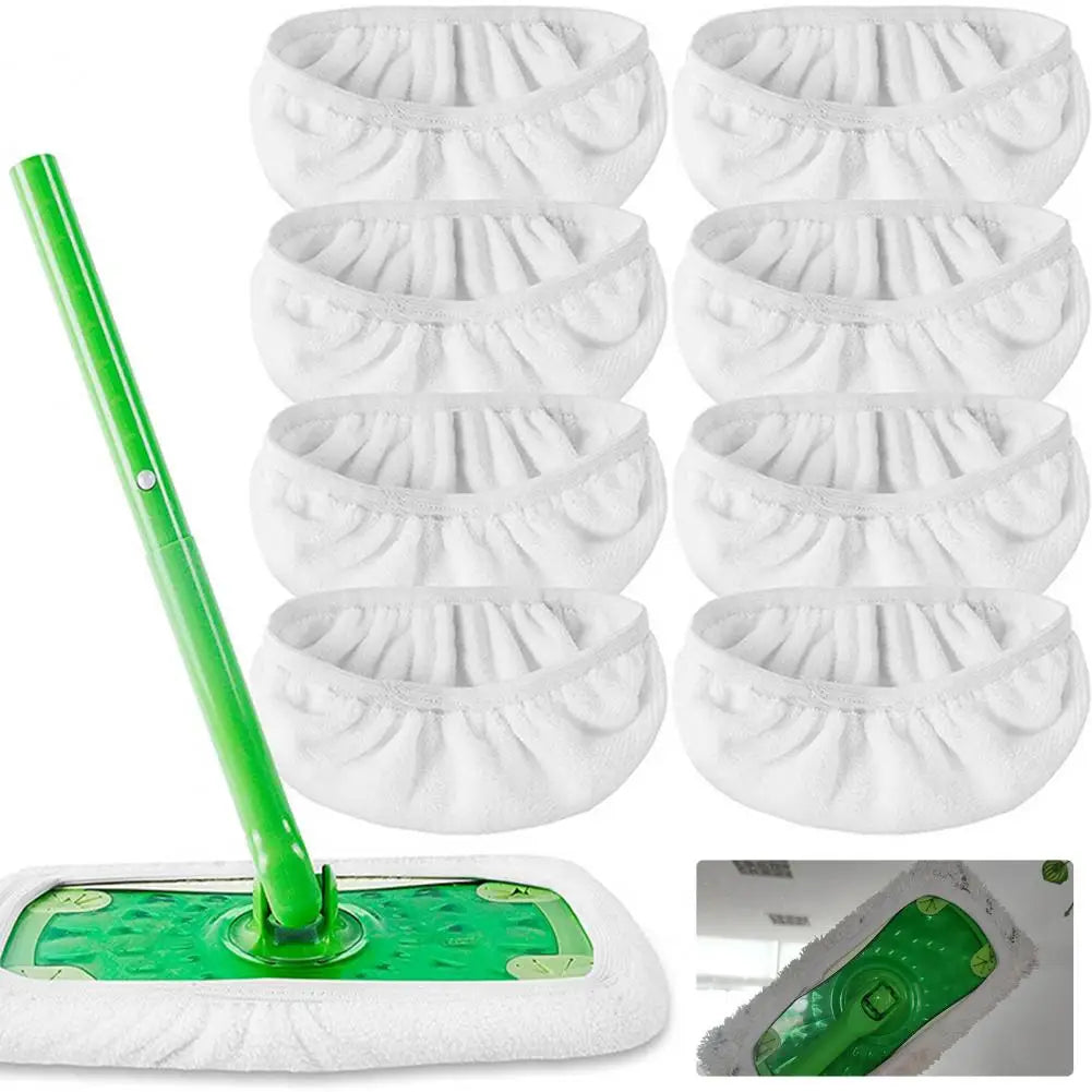 Mop Cleaning Pad Mop Cloth Cover Thickened Elastic Band Flat Coral Fleece Microfiber Chenille Replacement Rotary for Bathroom