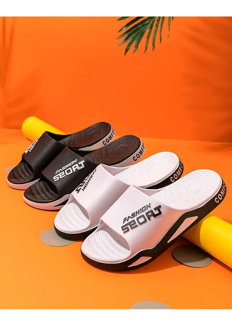 New Summer Soft Sole Slippers Fashion Personality Home Bathe Sandals Anti Slip Durable Men's Beach Outdoor Plus Size Flip Flops