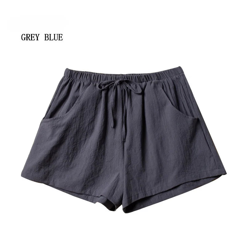 Casual Linen Shorts Women Gym Workout Shorts Cotton Short Pants High Waisted Black Ladies Short Femme Women Shorts Sport Femme