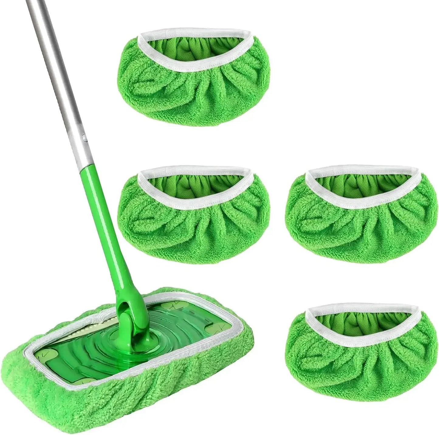 Replacement Washable Rag Towel Sweeper Wet & Dry Cleaning Cloths Reusable Microfiber Mop Pads Green Furniture Flooring Mop Head