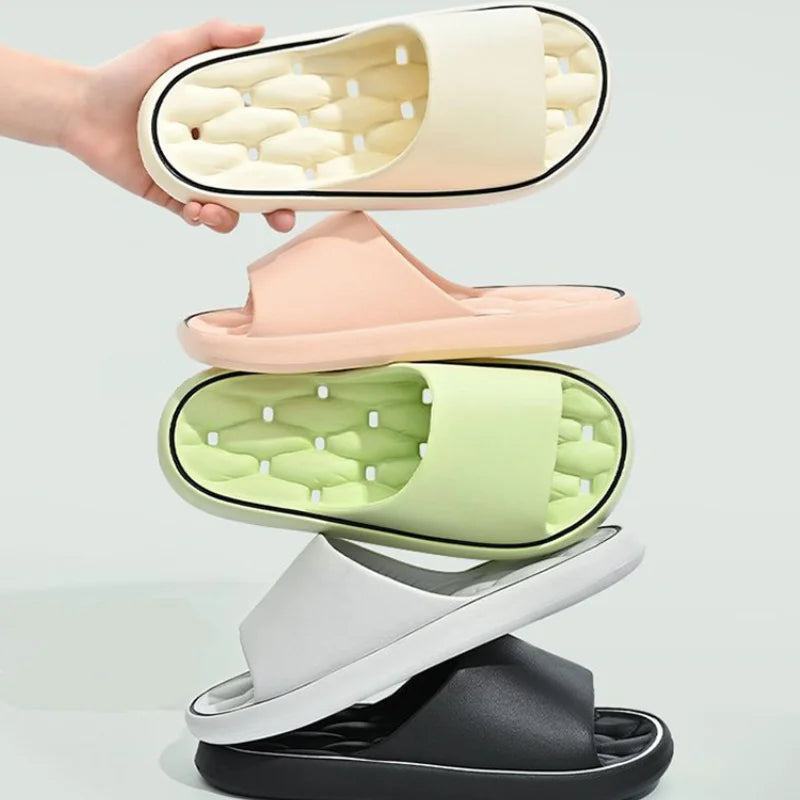 Women's slippers Non-slip leaky bathroom Slippers Casual men's slippers Deodorant beach shoes Soft soled couple flat sandals