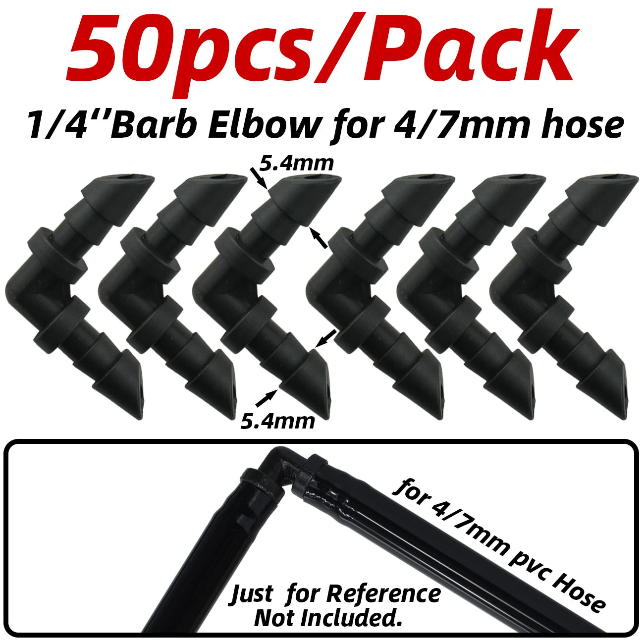 1-50pcs Barbed Connectors Irrigation Fittings Drip Irrigation Barbed Connectors 4/7mm Tubing Fittings for Flower Pot Garden Lawn