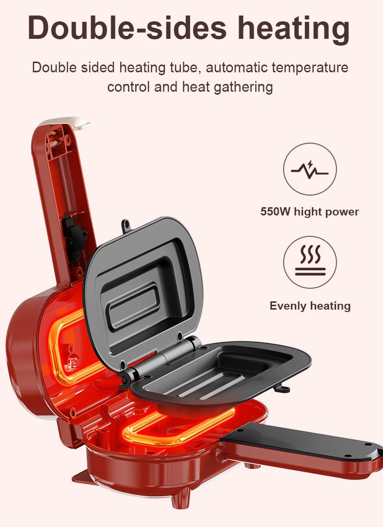 Double-Sided Seal Press Sandwich Machine Mini Taco Burrito Baking Pan Grill Breakfast Maker Bread Hot Dog Toaster Electric Oven