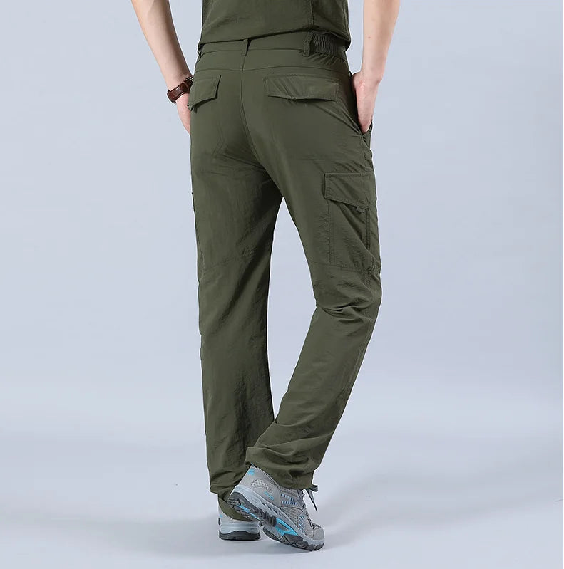 Summer Casual Lightweight Army Military Long Trousers Male Waterproof Quick Dry Cargo Camping Overalls Tactical Pants Breathable