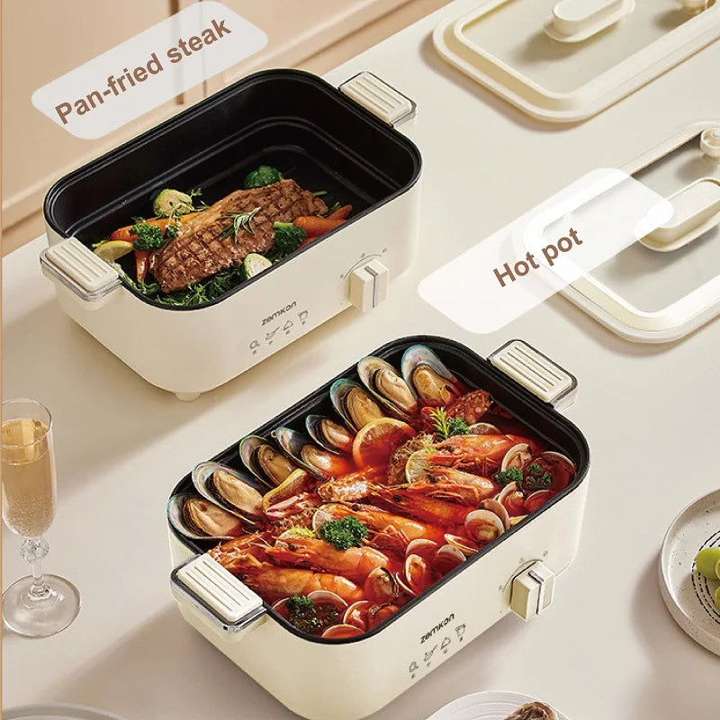 5L Home Electric Hot Pot Large-capacity Non-stick Electric Wok Multi-functional Pot 2 Gear Temperature Adjust Frying Pan 220V