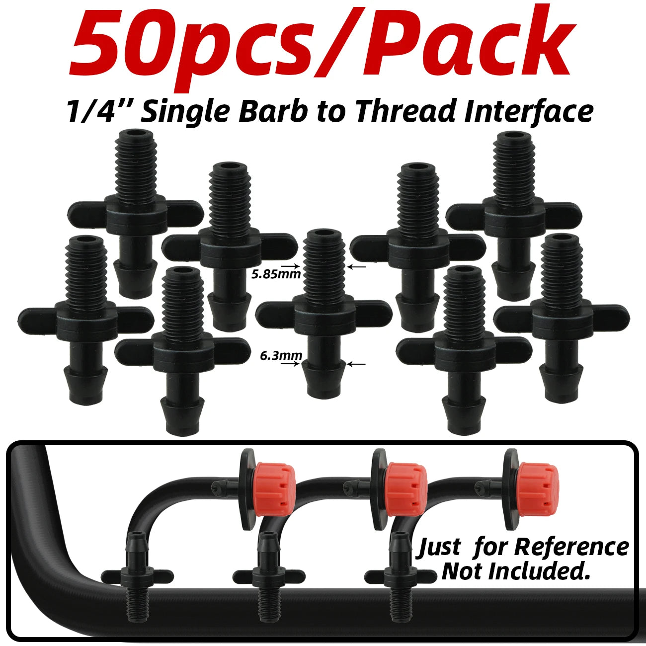 1-50pcs Barbed Connectors Irrigation Fittings Drip Irrigation Barbed Connectors 4/7mm Tubing Fittings for Flower Pot Garden Lawn
