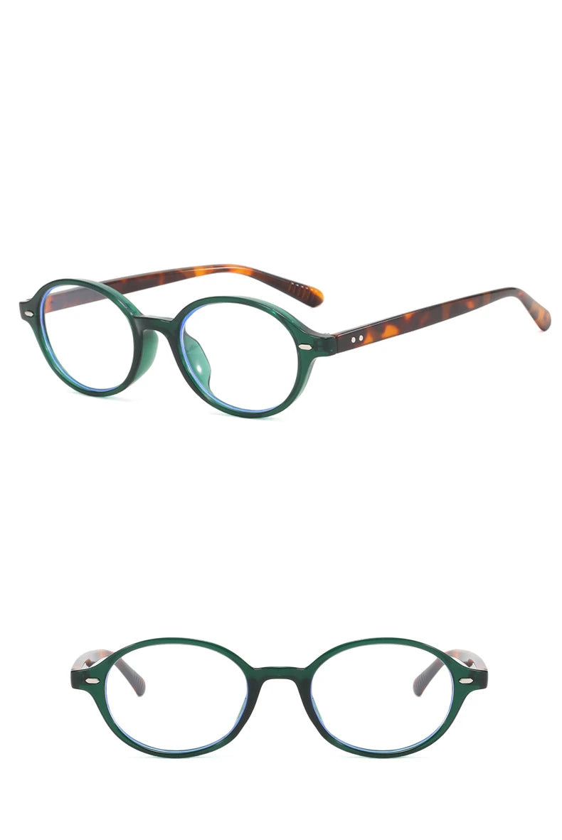 57230 New Oval Anti Blue Light Glasses Women Fashion Rivet Transparent Spectacles Optical Prescription Eyeglass