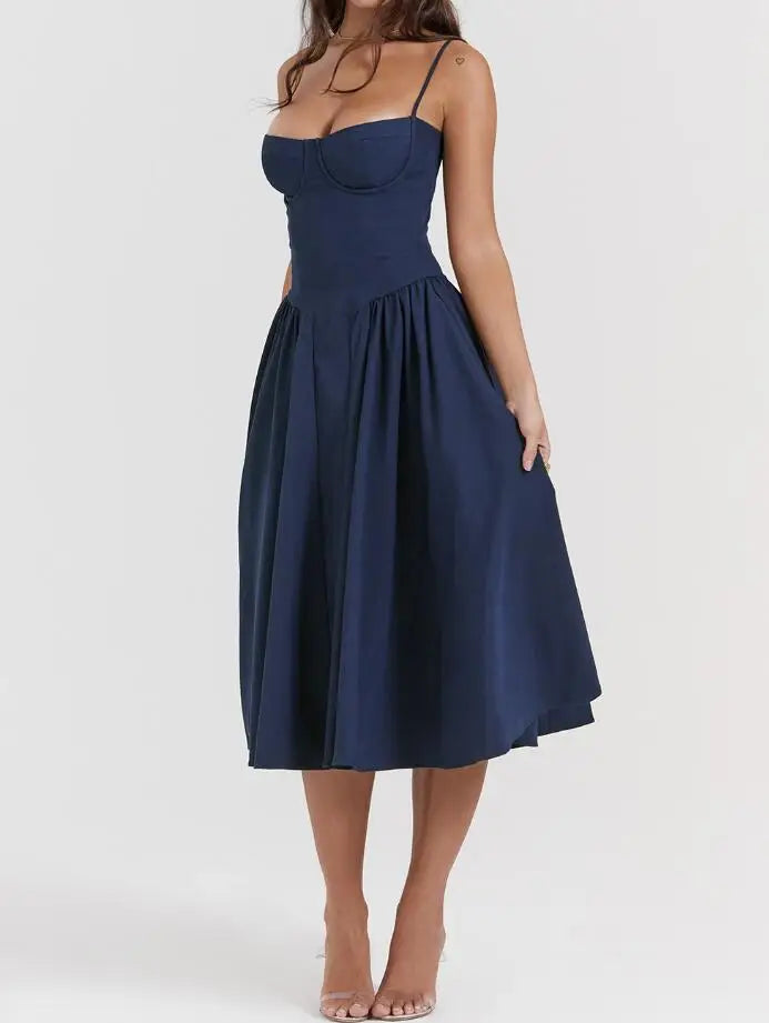 New Fashion Sexy Backless One Cut Collar Strap Solid Color Slim Fit Dress For Women,4 Colors