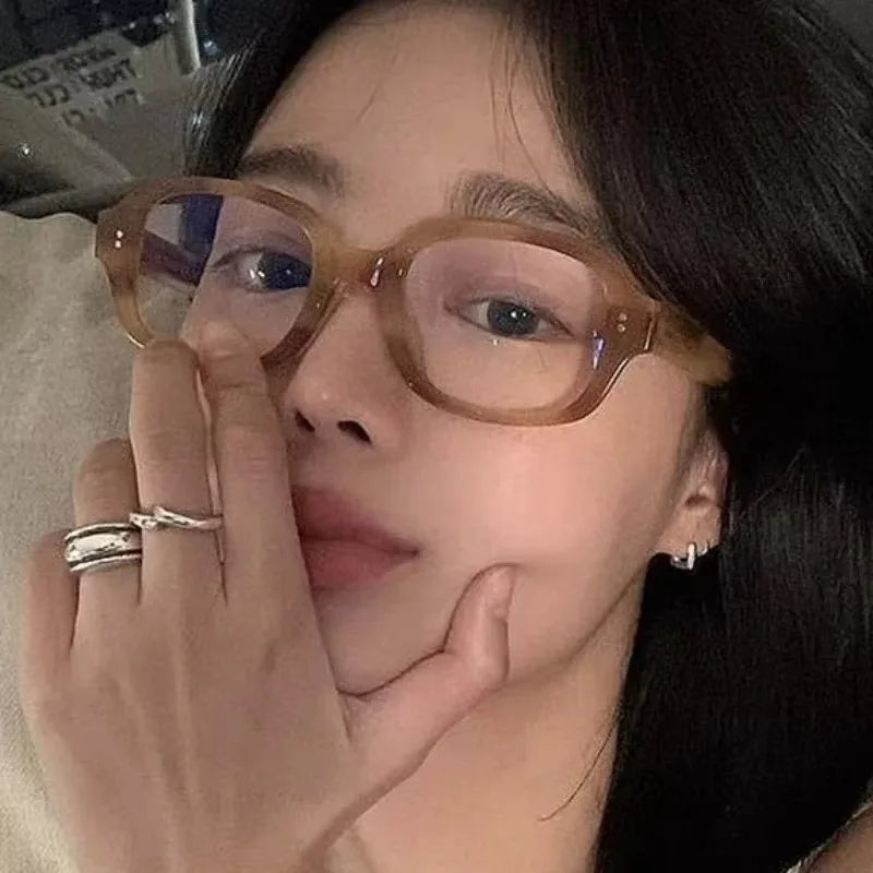 Retro Square Frame Eyeglass for Women Red Computer Reading Glasses Clear Blue Light Blocking Eyewears Vintage Decorative Goggles