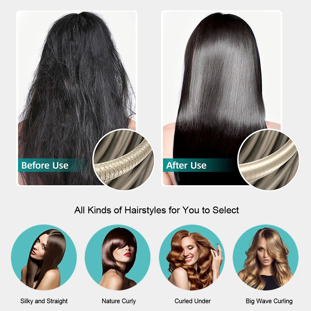 Plasma Hair Straightener Curler Keratin Treatment 250°C 500°F Vibrating Hair Flat Irons For Frizzy Hair Recovers Damage 110-240V