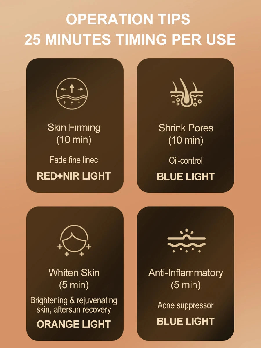 NIR LED Face Mask Red Light Therapy Respirable 3 Colors 807 Lamp Anti-Aging Acne Treat Reduce Wrinkle Full Facial Neck Care Mask