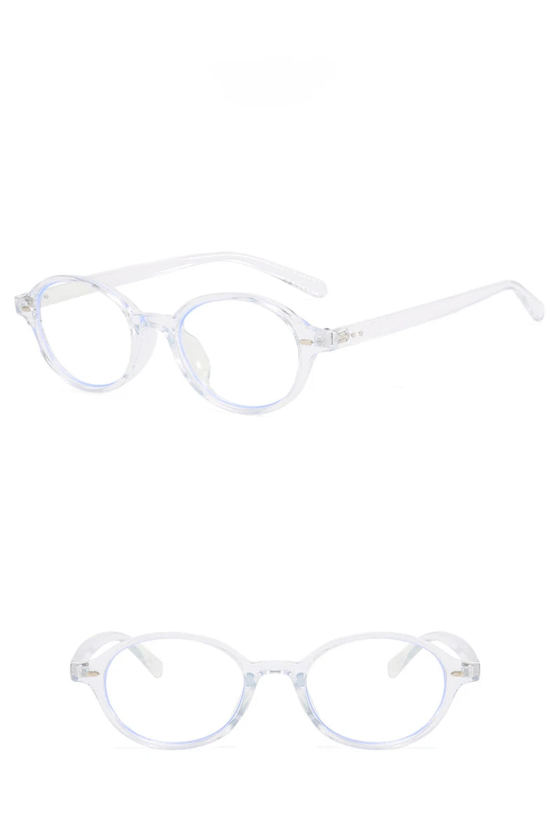 57230 New Oval Anti Blue Light Glasses Women Fashion Rivet Transparent Spectacles Optical Prescription Eyeglass