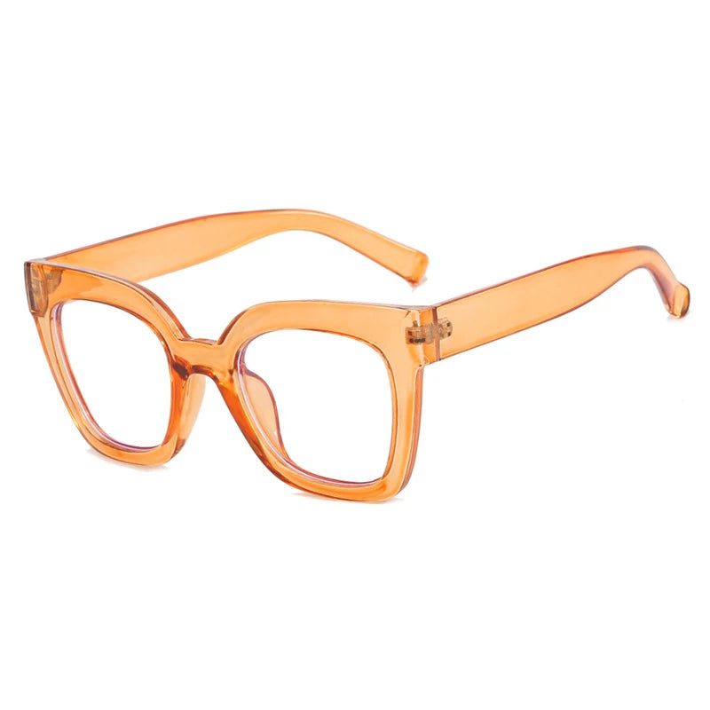Sexy Square Brown Glasses Frame Women Transparent Anti Blue Light Blocking Female Eyeglasses Fashion Cateye Optical Eyewear