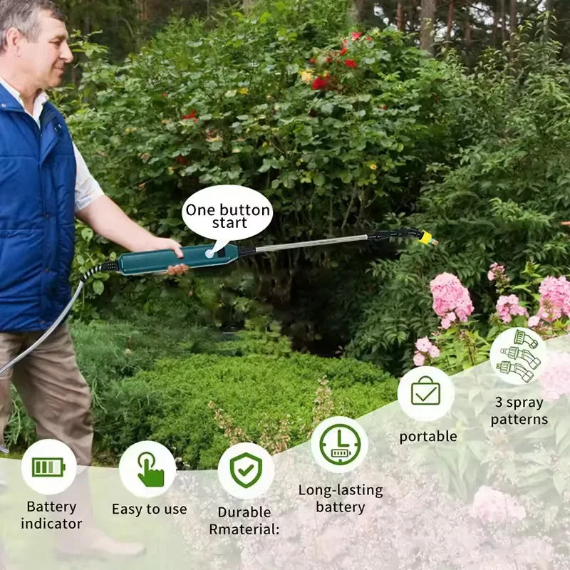 2400mAh Portable Electric Sprayer Wand Irrigation Tool 3 Mist Nozzles Plant High-Pressure Sprinkler Watering Garden Irrigation