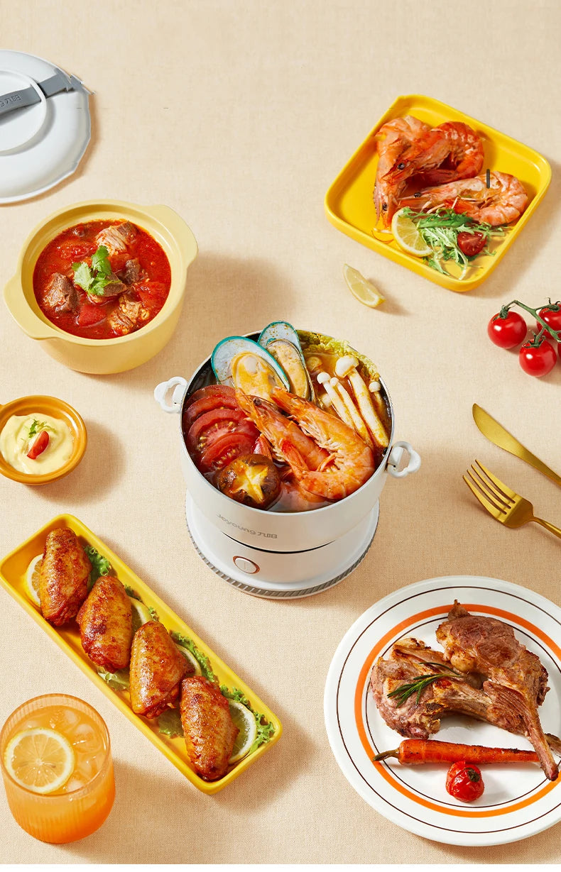 1.2L Mini Electric Cooker Portable Foldable Hot Pot Multicooker Split Type Pot for Dormitory Travel Cooking Noodle Fry Stew 220V