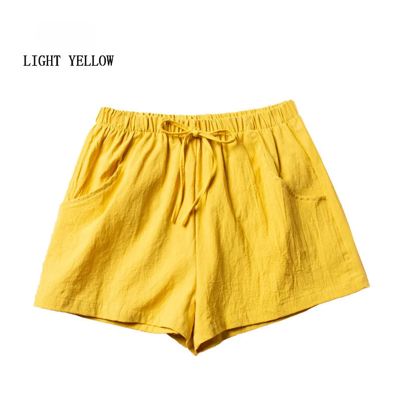 Casual Linen Shorts Women Gym Workout Shorts Cotton Short Pants High Waisted Black Ladies Short Femme Women Shorts Sport Femme