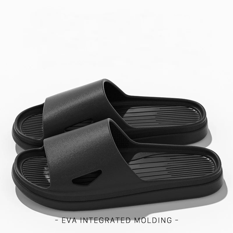 Men's Solid Color Casual Simple Slippers, EVA Material, Versatile Stylish Design, Thick Sole, Convenient, Anti-skid