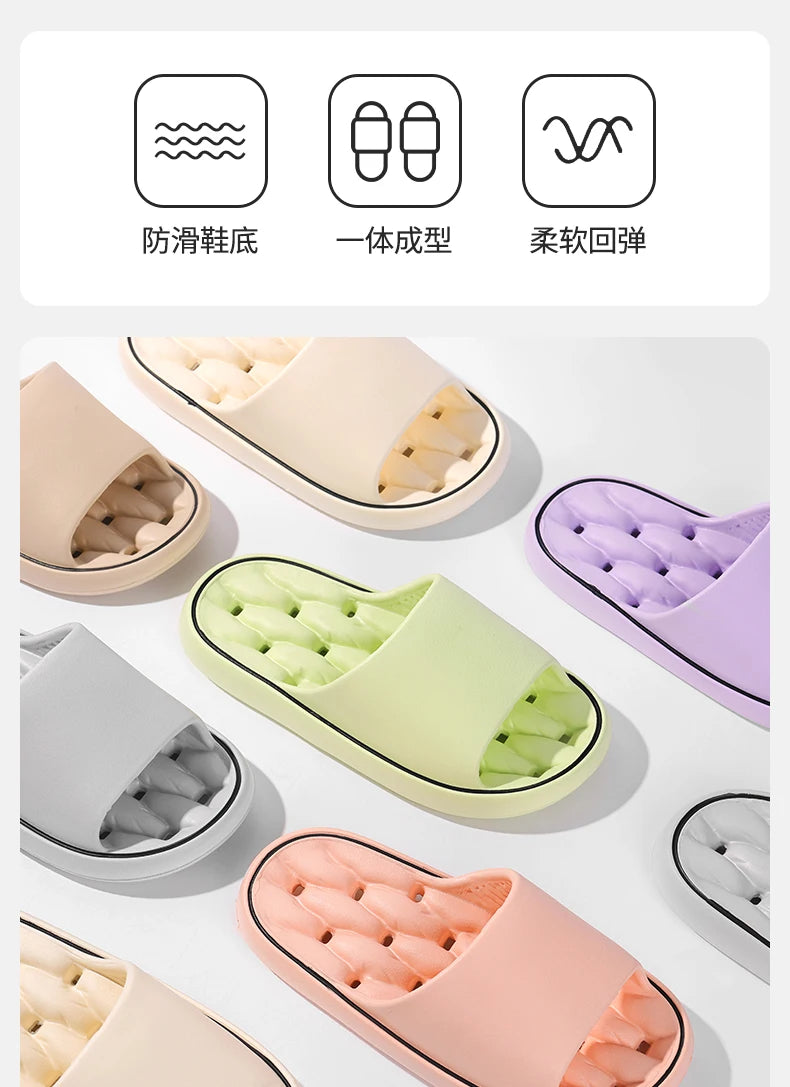 Women's slippers Non-slip leaky bathroom Slippers Casual men's slippers Deodorant beach shoes Soft soled couple flat sandals