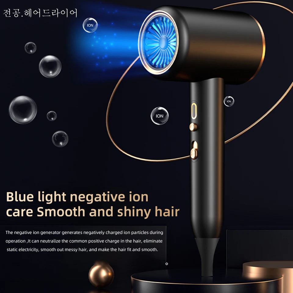 Professional Hair Dryer Negative Lonic Blow Dryer Hot Cold Wind Air Brush Hairdryer Strong PowerDryer Salon Tool 2400W 3th Gear