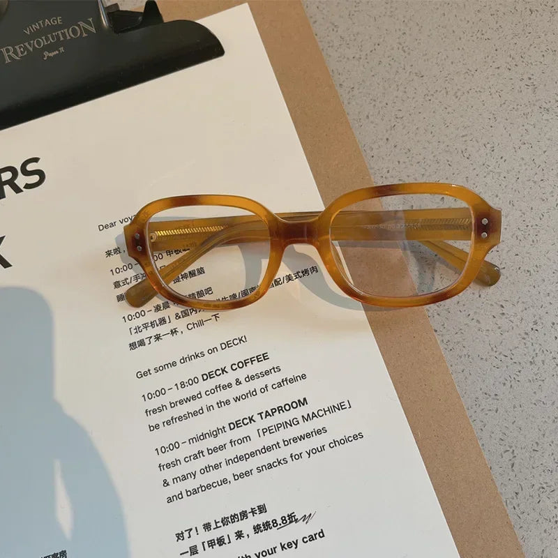 Retro Square Frame Eyeglass for Women Red Computer Reading Glasses Clear Blue Light Blocking Eyewears Vintage Decorative Goggles