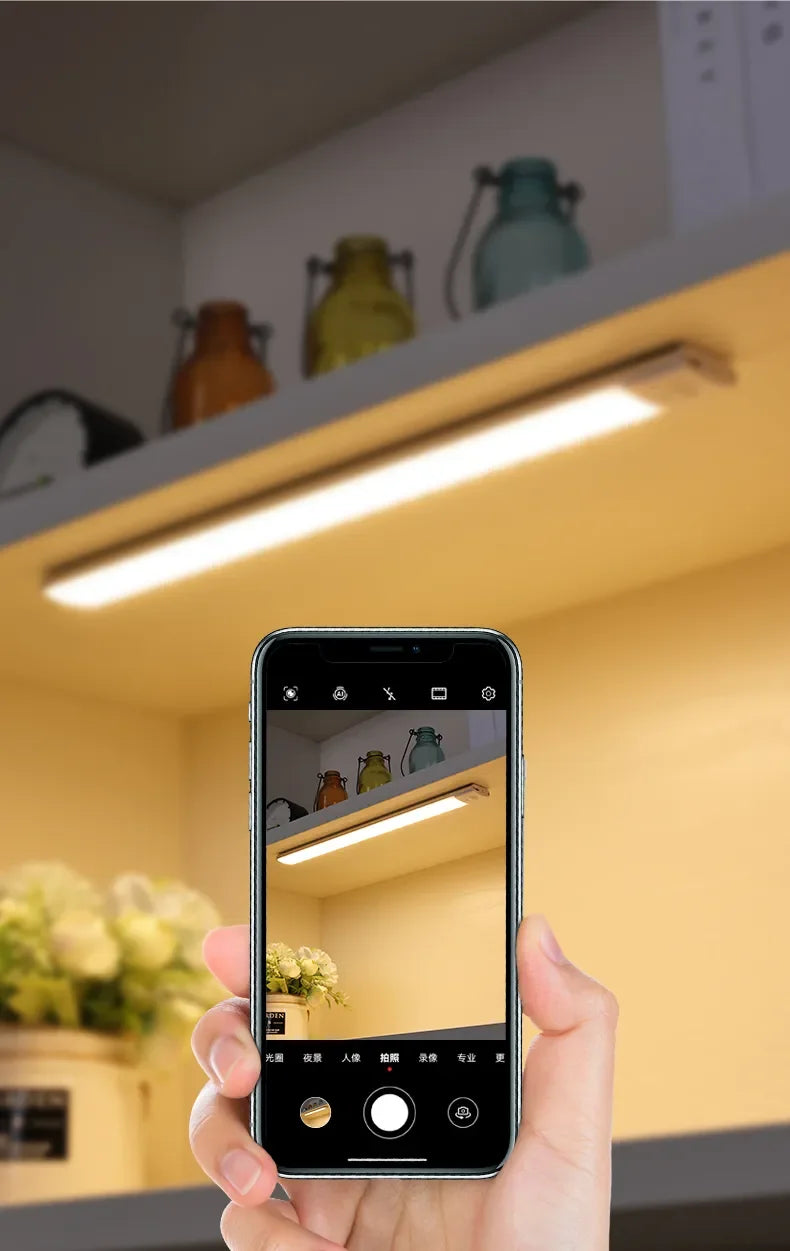 Night Light 20/30/40/60CM Motion Sensor Light Wireless USB LED Cabinet Light Wardrobe Lamp For Kitchen Cabinet Bedroom Wardrobe