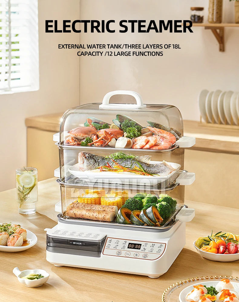 Three-layer Food Steamer Household Electric Steamer Multifunctional Large Capacity Breakfast Machine