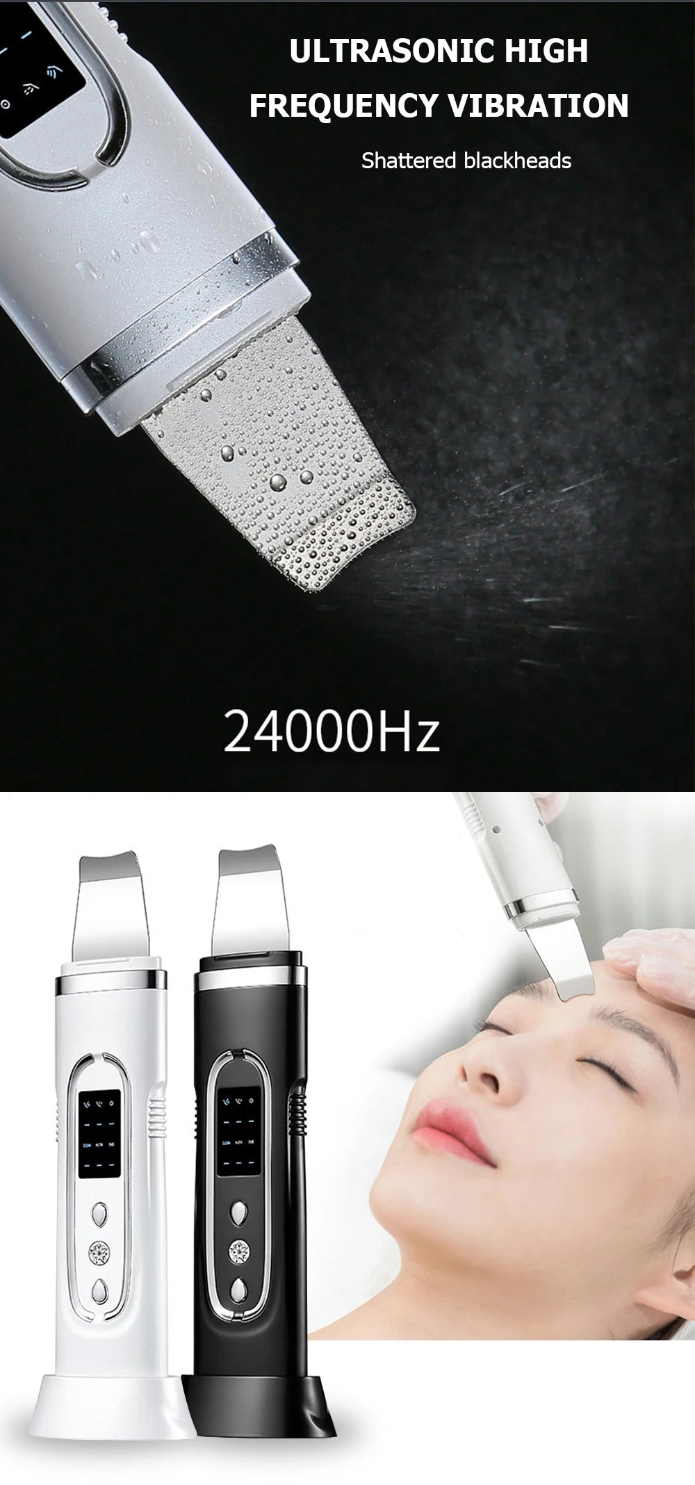 Ultrasonic Skin Scrubber Electric Facial Cleansing Pore Deep Cleanser Acne Blackhead Remover Peeling Shovel Device BeautyMachine