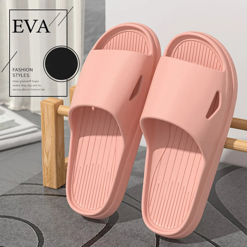 Men's Solid Color Casual Simple Slippers, EVA Material, Versatile Stylish Design, Thick Sole, Convenient, Anti-skid